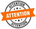 attention stamp. attention label on transparent background. round sign