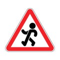 Attention Stroll. Warning red road sign. Caution Promenade and Saunter Royalty Free Stock Photo