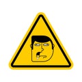 Attention stupid. Caution blunt. Road yellow Warning sign. Look