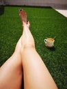 Attention Sun, white legs are on the grass