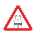 Attention Tied hands symbol of violence and bullying. Warning red road sign. Caution Lawlessness and torture Royalty Free Stock Photo