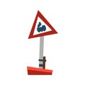 Attention train road sign vector illustration.