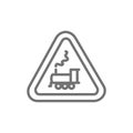 Attention train sign, railway traffic line icon. Royalty Free Stock Photo