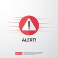 attention warning attacker alert sign with exclamation mark. beware alertness of internet danger symbol. shield line icon for VPN