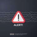 attention warning attacker alert sign with exclamation mark. beware alertness of internet danger symbol. shield line icon for VPN Royalty Free Stock Photo