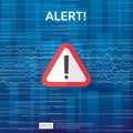 attention warning attacker alert sign with exclamation mark. beware alertness of internet danger symbol. shield line icon for VPN Royalty Free Stock Photo