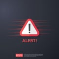 attention warning attacker alert sign with exclamation mark. beware alertness of internet danger symbol. shield line icon for VPN Royalty Free Stock Photo