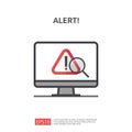 attention warning attacker alert sign with exclamation mark. beware alertness of internet danger symbol. shield line icon for VPN Royalty Free Stock Photo