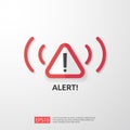 attention warning attacker alert sign with exclamation mark. beware alertness of internet danger symbol. shield line icon for VPN Royalty Free Stock Photo