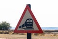 Railway crossing  sign and train tracks in Namib desert.  Namibia, Africa Royalty Free Stock Photo