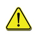 Attention warning sign with exclamation mark. Yellow triangular vector Illustration on white background Royalty Free Stock Photo