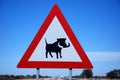 Attention warthogs crossing, road sign in Namibia Royalty Free Stock Photo