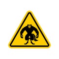 Attention Werewolf. Caution werwolf Monster. Yellow triangle road sign