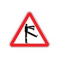 Attention Zombie. Caution zombi. Red triangle road sign Royalty Free Stock Photo