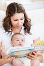 Attentive mother reading a book t