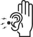 Attentively ear listen icon, attention, ear black vector icon