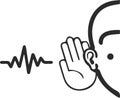 Attentively ear listen icon, attention, ear black vector icon