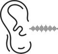 Attentively ear listen icon, attention, ear black vector icon