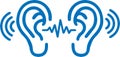 Attentively ear listen icon, attention, listen, ear blue vector icon.