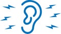 Attentively ear listen icon, attention, listen, ear blue vector icon. Royalty Free Stock Photo