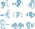 Attentively ear listen icon, attention, listen, ear blue vector icon.