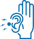 Attentively ear listen icon, attention, listen, ear blue vector icon.