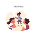Attentiveness concept. Energetic black girl shares story, captivating peers
