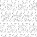 ATTERN LEAVES SEAMLESS MONOCHROME. WHITE BACKGROUND VECTOR
