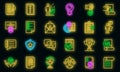 Attestation service icons set vector neon Royalty Free Stock Photo