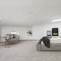 Attic bedroom with coffee corner Royalty Free Stock Photo