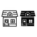 Attic cottage line and glyph icon. Architecture vector illustration isolated on white. Small house outline style design