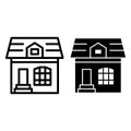 Attic cottage line and glyph icon. House vector illustration isolated on white. Building outline style design, designed