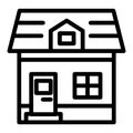 Attic cottage line icon. Architecture vector illustration isolated on white. Small house outline style design, designed