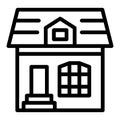 Attic cottage line icon. House vector illustration isolated on white. Building outline style design, designed for web