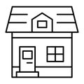 Attic cottage thin line icon. Architecture vector illustration isolated on white. Small house outline style design Royalty Free Stock Photo