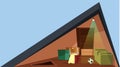 Attic cross section flat vector illustration Royalty Free Stock Photo