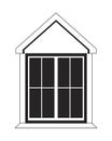 Attic window exterior black and white 2D line cartoon object