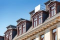 Attic windows on roof of building Royalty Free Stock Photo