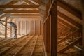 Attic Wooden Roof Construction Covering the House Royalty Free Stock Photo