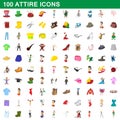 100 attire icons set, cartoon style Royalty Free Stock Photo