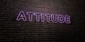 ATTITUDE -Realistic Neon Sign on Brick Wall background - 3D rendered royalty free stock image