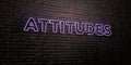 ATTITUDES -Realistic Neon Sign on Brick Wall background - 3D rendered royalty free stock image