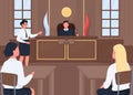 Attorney in legal court flat color vector illustration