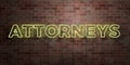 ATTORNEYS - fluorescent Neon tube Sign on brickwork - Front view - 3D rendered royalty free stock picture