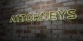 ATTORNEYS - Glowing Neon Sign on stonework wall - 3D rendered royalty free stock illustration