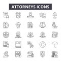 Attorneys line icons, signs, vector set, outline illustration concept