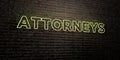 ATTORNEYS -Realistic Neon Sign on Brick Wall background - 3D rendered royalty free stock image