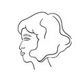 Attracrive blunt bob asian woman isolated profile portrait. Line style symbol of feminism