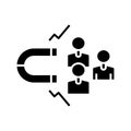 Attract clients black icon, concept illustration, vector flat symbol, glyph sign. Royalty Free Stock Photo