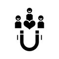 Attracting clients black icon, concept illustration, vector flat symbol, glyph sign. Royalty Free Stock Photo